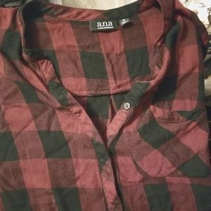 Ana Maroon buffalo checkered plaid shirt